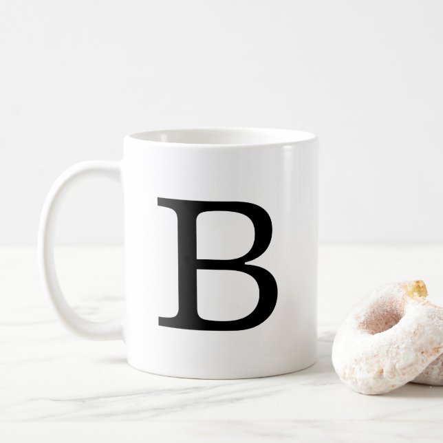 Monogram Letter B Classic Mug, 11 oz Coffee Mug (With Donut)