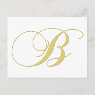 Monogram Letter B Golden Single Postcard