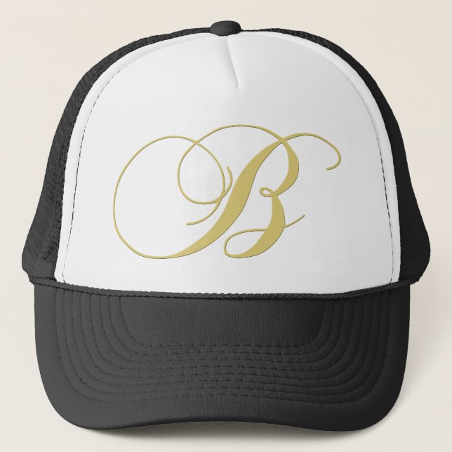 Monogram Letter B Golden Single Trucker Hat (Front)