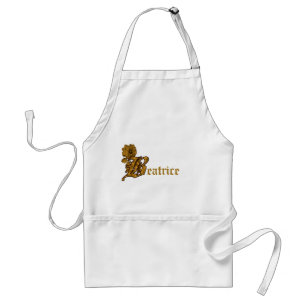 Monogram Letter B Name Gold Peony Personalized  Standard Apron