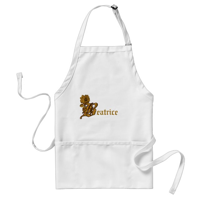 Monogram Letter B Name Gold Peony Personalized  Standard Apron (Front)