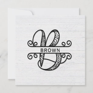 Monogram Letter B with Family Name  Card