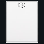Monogram Letter Classic Black and White Letterhead<br><div class="desc">Monogram Letter Classic Black and White</div>
