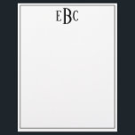 Monogram Letter Classic Black and White Letterhead<br><div class="desc">Monogram Letter Classic Black and White</div>