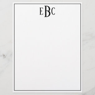 Monogram Letter Classic Black and White Letterhead