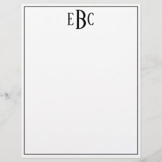 Monogram Letter Classic Black and White Letterhead