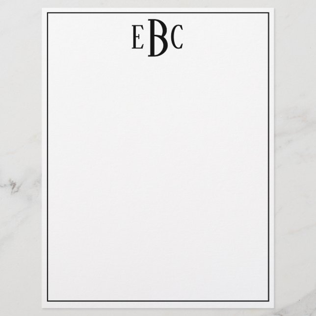 Monogram Letter Classic Black and White Letterhead (Front)