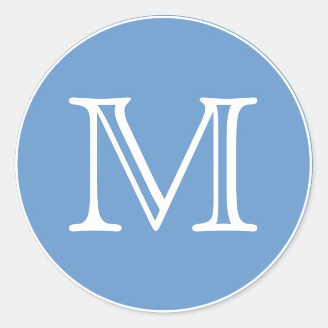 Monogram Letter Classic Round Sticker (Front)