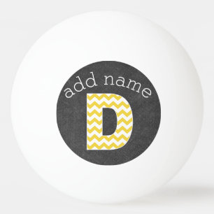 Monogram Letter D - Chalkboard and Yellow Chevrons Ping Pong Ball