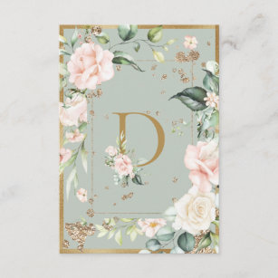 Monogram Letter D Floral Watercolor Pink Roses Thank You Card