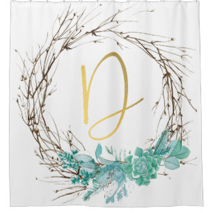 Monogram letter D in wreath
