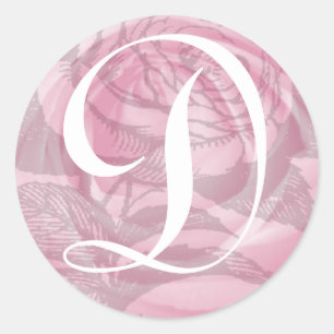 Monogram Letter D Pink Roses Sticker