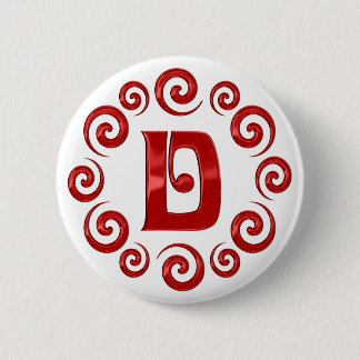 Monogram Letter D Red 2 Inch Round Button