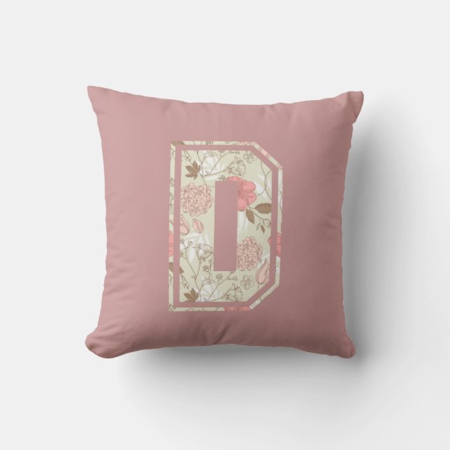 Monogram Letter D Throw Pillow (Front)