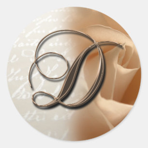 Monogram Letter D Wedding Envelope Sticker