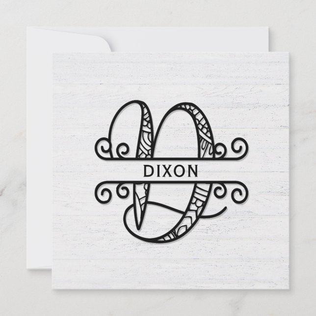 Monogram Letter D with Family Name  Card (Front)