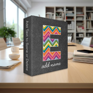 Monogram Letter E - Bright Chevron Chalkboard Binder