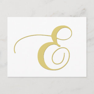Monogram Letter E Golden Single Postcard