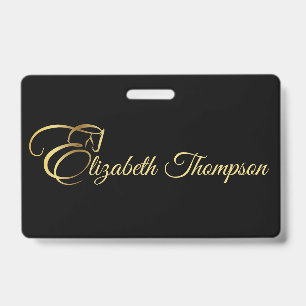 Monogram Letter E Horse in gold colour Badge