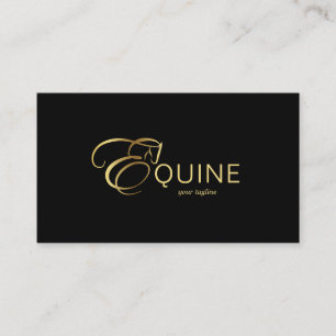 Monogram Letter E Horse in gold colour Business Card