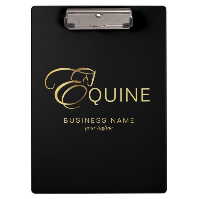 Monogram Letter E Horse in gold colour Clipboard (Front)