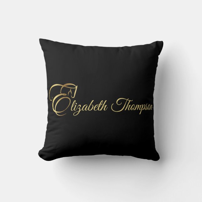 Monogram Letter E Horse in gold colour Throw Pillow (Front)