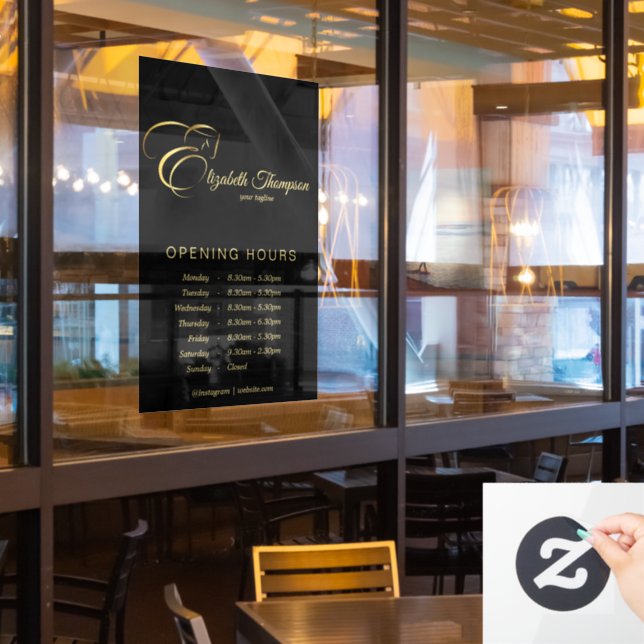 Monogram Letter E Horse in gold colour Window Cling (Restaurant Window)
