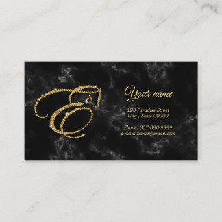 Monogram Letter E Horse in gold glitter Business Card