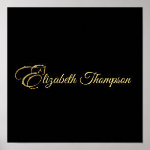Monogram Letter E Horse in gold glitter Poster