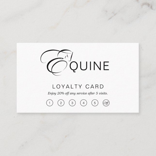 Monogram Letter E Horse Loyalty Card (Front)