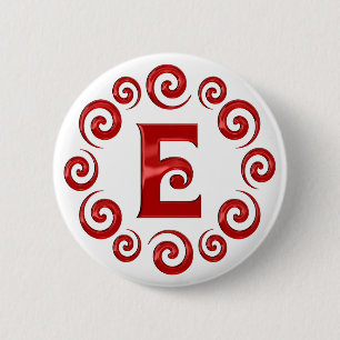 Monogram Letter E Red 2 Inch Round Button