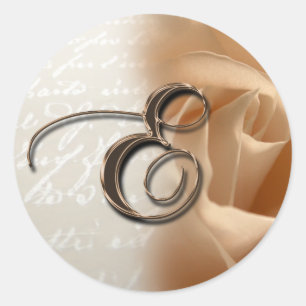 Monogram Letter E Rose Photo Wedding Envelope Seal