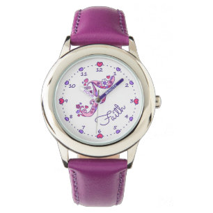 Monogram letter F personalized girls name watch