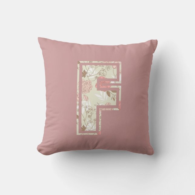 Monogram Letter F Throw Pillow (Front)