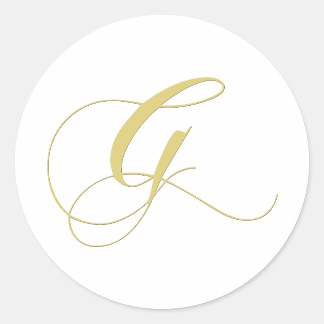 Monogram Letter G Golden Single Classic Round Sticker (Front)