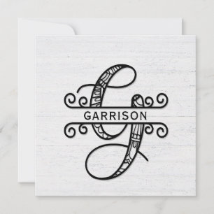 Monogram Letter G with Family Name Card