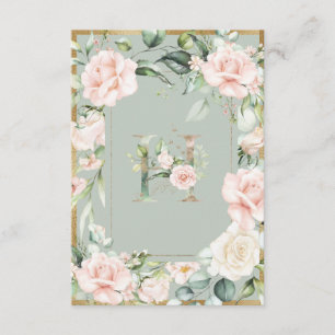 Monogram Letter H Elegant Green Floral Thank You 