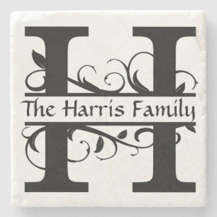 Monogram Letter H Personalized Stone Coaster