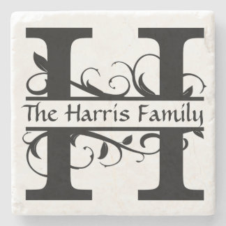 Monogram Letter H Personalized Stone Coaster