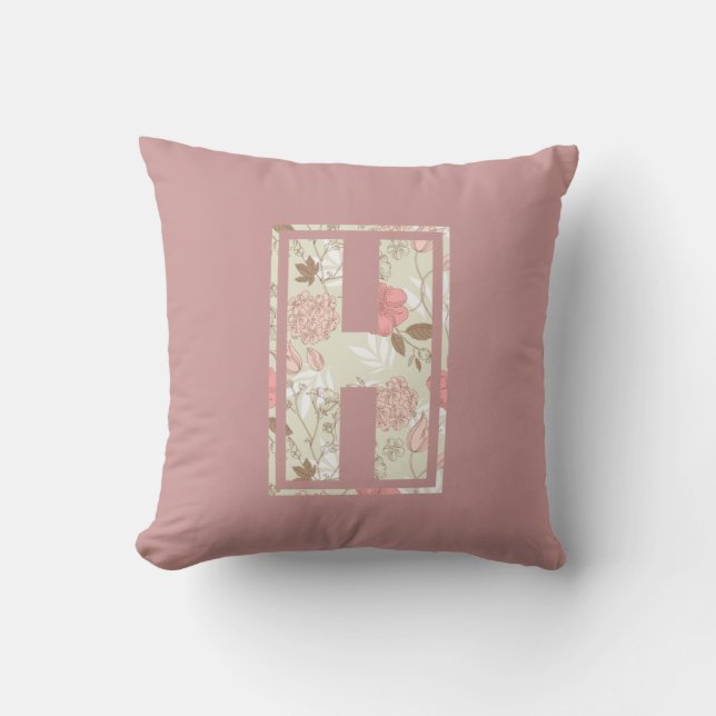 Monogram Letter H Throw Pillow (Front)