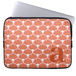Monogram Letter Initial Red Vintage Pattern Laptop Sleeve