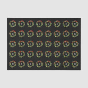 Monogram Letter Initial Wreath Christmas Tissue Paper
