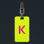Monogram Letter Initials Chartreuse Yellow Pink Luggage Tag<br><div class="desc">Monogrammed initial and also personal details like name,  address,  phone number and email all of which you can edit. Designed with attractive solid neon yellow colour background,  you can change the colour if you wish. Cool travel gift idea for him or her.</div>