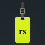 Monogram Letter Intial Name Neon Yellow Green Gift Luggage Tag<br><div class="desc">Monogrammed initial and also personal details like name,  address,  phone number and email all of which you can edit. Designed with attractive solid neon yellow colour background,  you can change the colour if you wish. Cool travel gift idea for him or her.</div>
