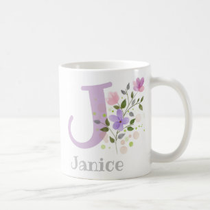 Monogram Letter J & Christian Name Coffee Mug