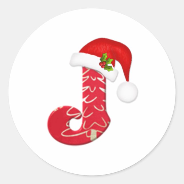 Monogram letter J, Santa hat Christmas  Sticker (Front)