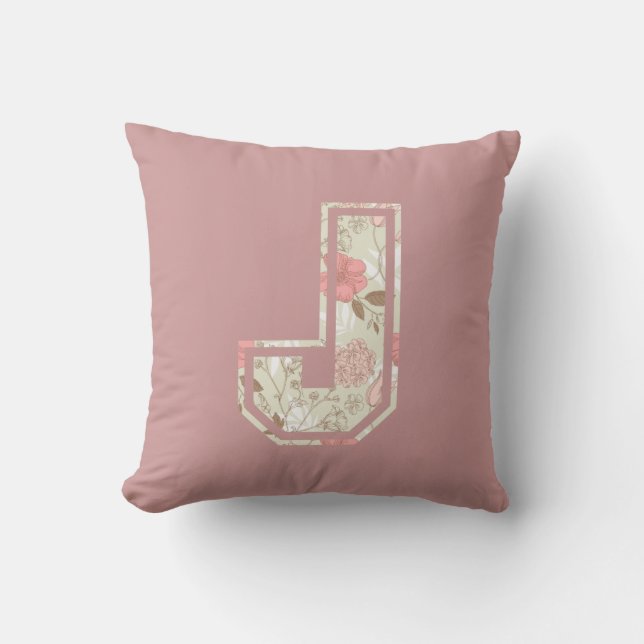 Monogram Letter J Throw Pillow (Front)