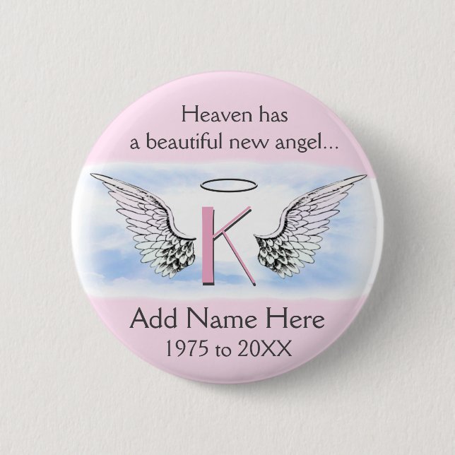 Monogram | Letter K | Add Name | Memorial 2 Inch Round Button (Front)