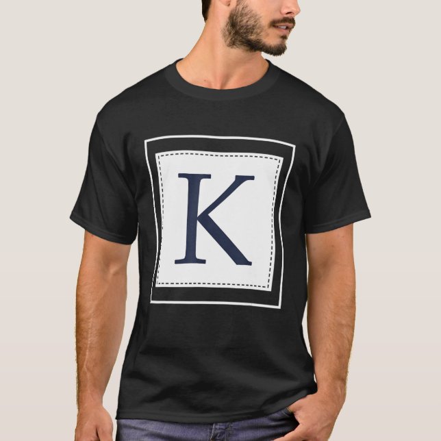 Monogram Letter K Alphabet K Initial Navy Blue T-Shirt (Front)