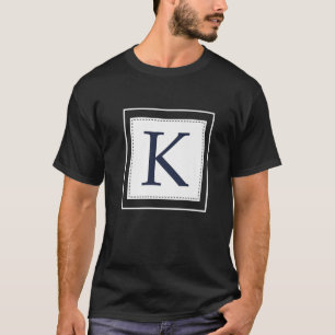 Monogram Letter K Alphabet K Initial Navy Blue   T-Shirt